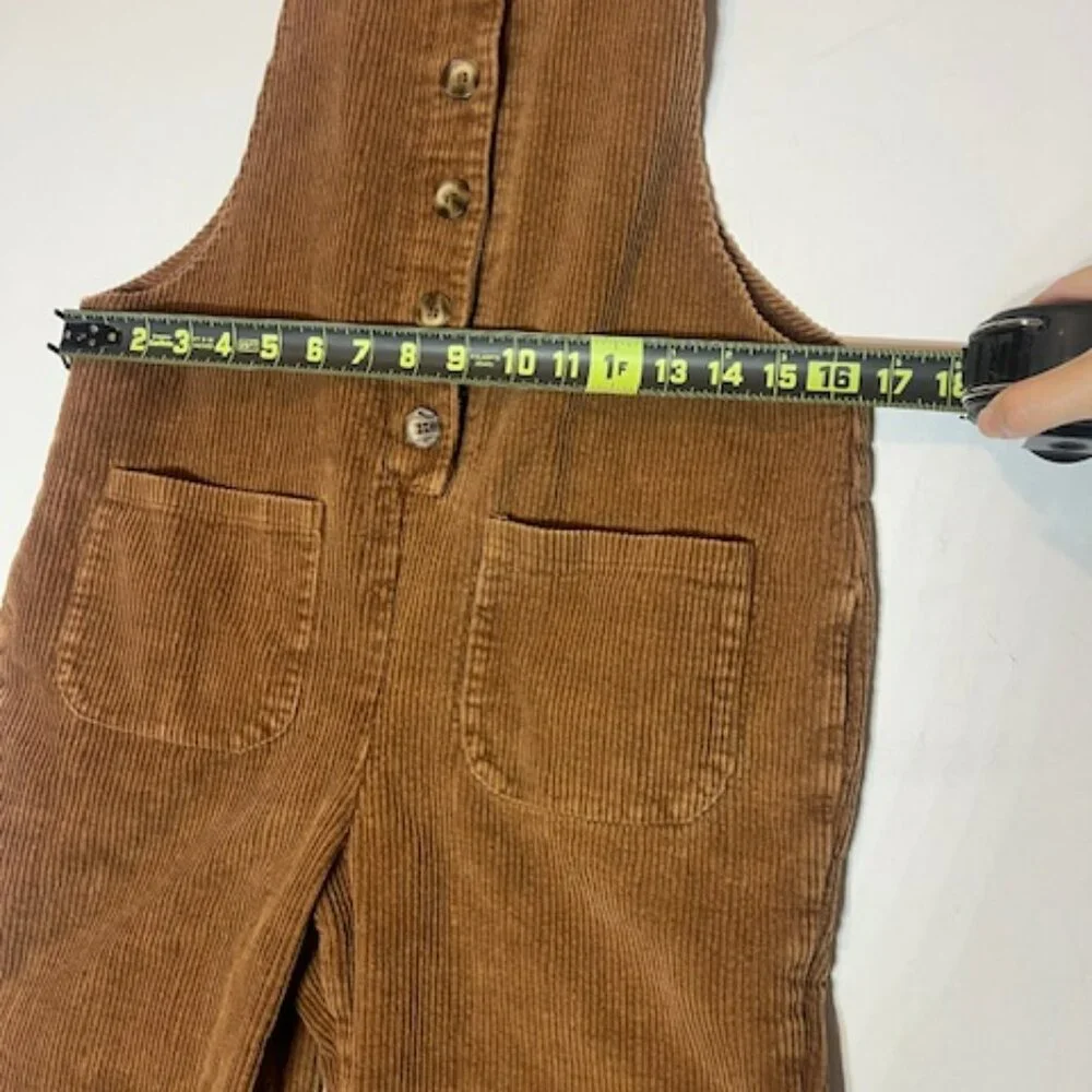 Day to Day Blu‎ Pepper Cropped Corduroy Brown Overalls Sz S